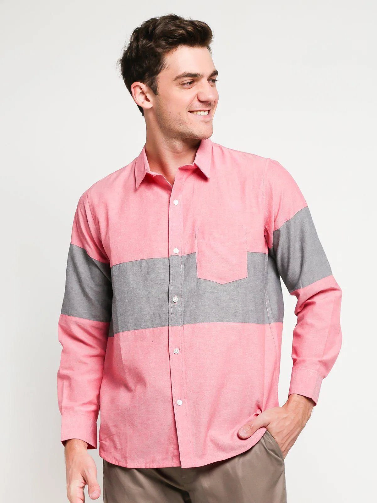 Jackhammer Oxford Panel Shirt Red