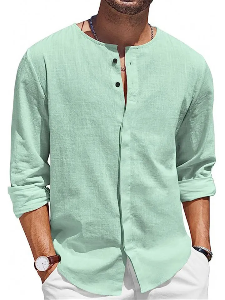 Men's Long Sleeve Button Up Casual Beach Shirts